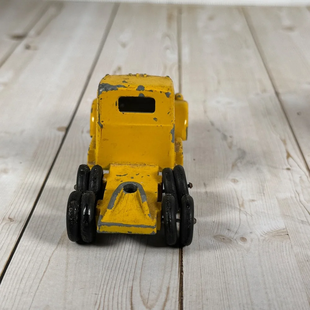 Vintage Ralstoy Pressed Steel‎ Semi Truck Yellow Cab Red Trailer 1950s
